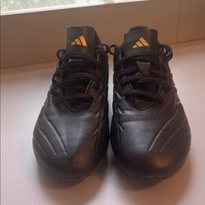 Boys Adidas Black Cleats with Gold Details